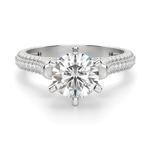  Round Cut Pave Set Engagement Ring For Women