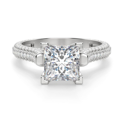  Princess Cut Pave Set Engagement Ring For Women