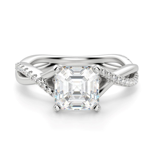 Asscher Cut Twisted Diamond Engagement Ring For Women