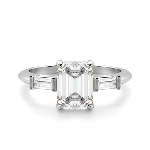 Emerald Cut Three Stone Engagement Ring For Women