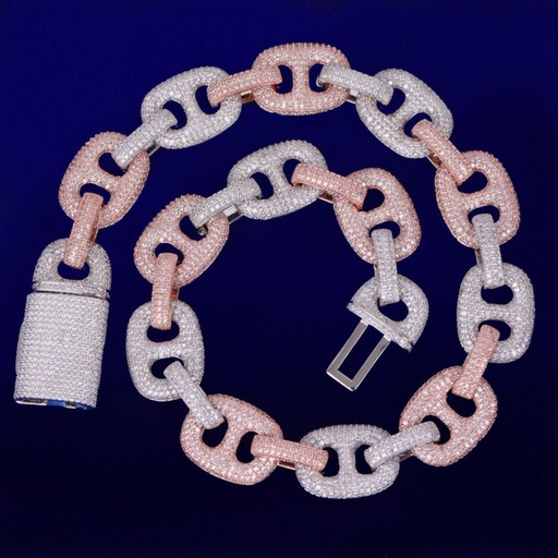  Sterling Silver Iced Out Hip Hop Chain Necklace