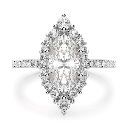 Marquise Cut Halo Engagement Ring