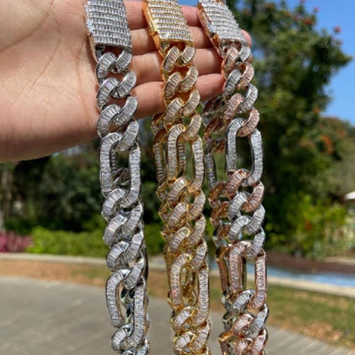 Baguette Cuban Linked Chain Necklace Gift for 