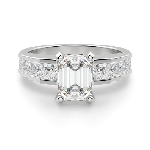 Emerald Cut Step Set Engagement Ring For Women
