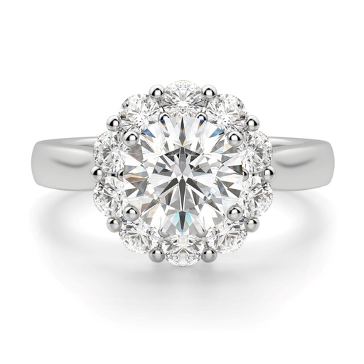  Round Cut Floral Shape Halo Engagement Ring For Women
