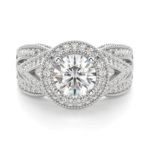 Round Cut Diamond Vintage Unique Style Anniversary Ring for Women