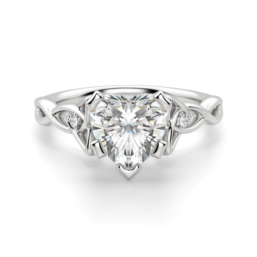 Heart Cut Diamond Twisted 3 Stone Anniversary Ring for Women