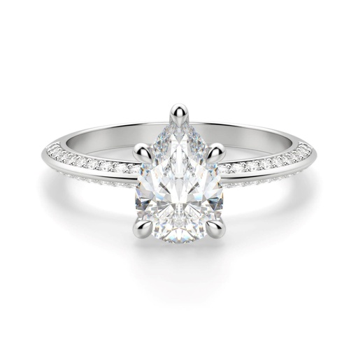 Pear Cut Diamond Knife Edge With Accents  Engagement Ring For Women