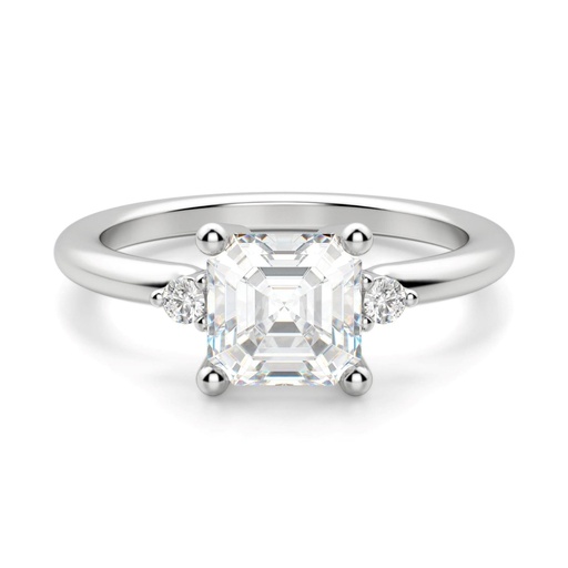 Asscher Cut Diamond Three Stone Engagement Ring For Women