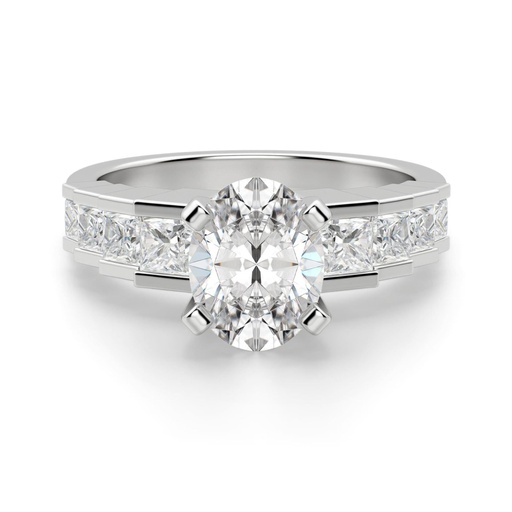 Oval And Princess Cut Step Set Engagement Ring For Women