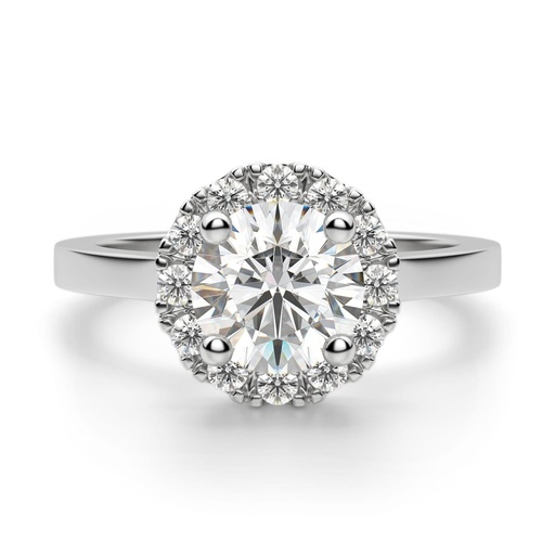 Round Cut Diamond Halo Engagement Ring For Women