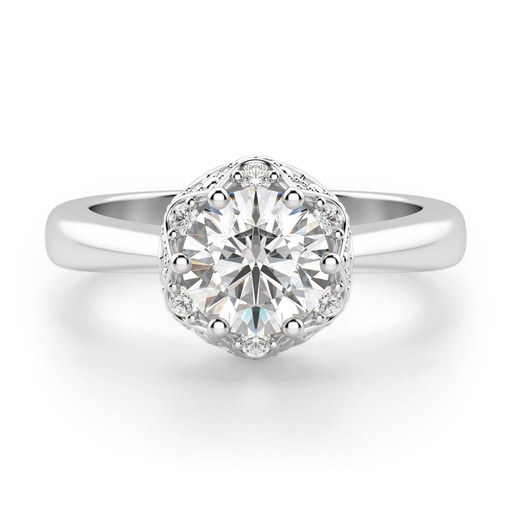 Round Cut Diamond Hidden Halo Unique Style Anniversary Ring for Women