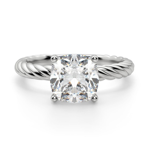 Cushion Cut Diamond Fiji Set  Solitaire Engagement Ring For Women