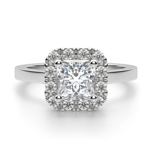 Princess Cut Halo Moissanite Engagement Ring