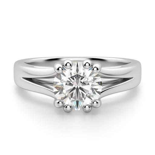 Brilliant Round Cut Split Shank Solitaire Moissanite Ring