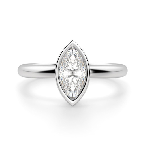 Marquise Cut Bezel Set Moissnaite Engagement Ring