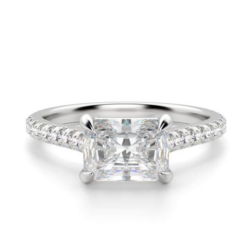 East to West Radiant Cut Moissanite Ring