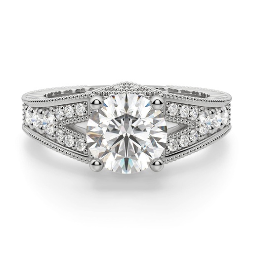 Round Cut Diamond Split Shank Vintage Anniversary Ring For Women