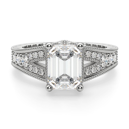 Emerald Cut Diamond Hidden Split Shank Anniversary Ring for Women