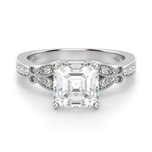 Asscher Cut Diamond Art Deco Anniversary Ring For Women
