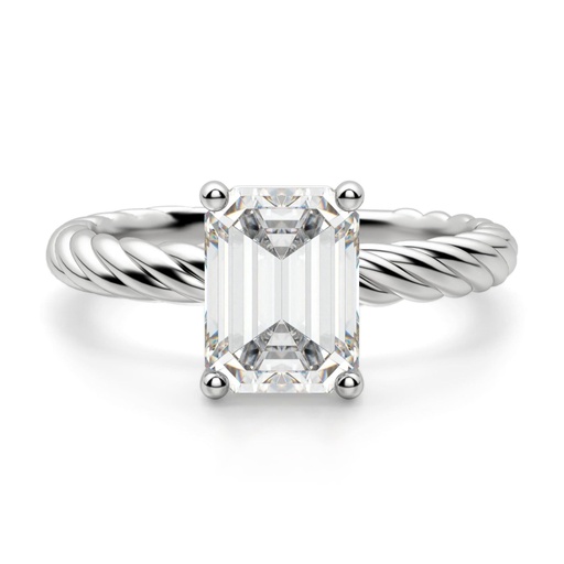  Emerald Cut Diamond Fiji Set Solitaire Engagement Ring For Women