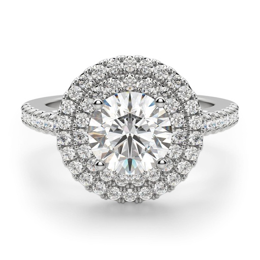 Round Cut Diamond Double Halo Engagement Ring for Women