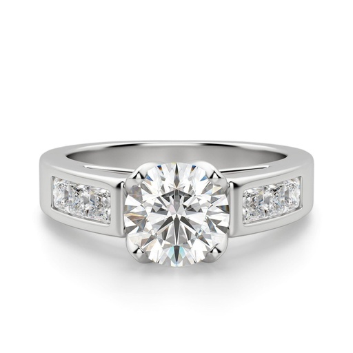 Round Cut Diamond Channel Set Engagement Ring For Women