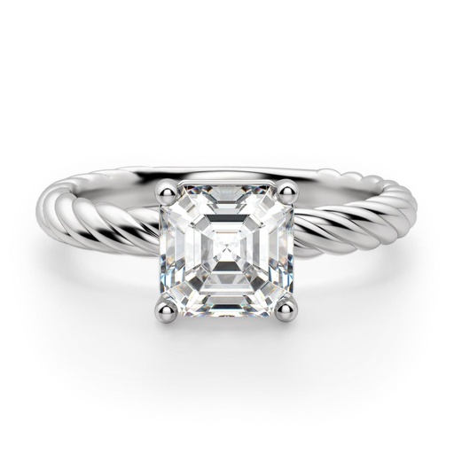  Asscher Cut Fiji Set Solitaire Engagement Ring For Women