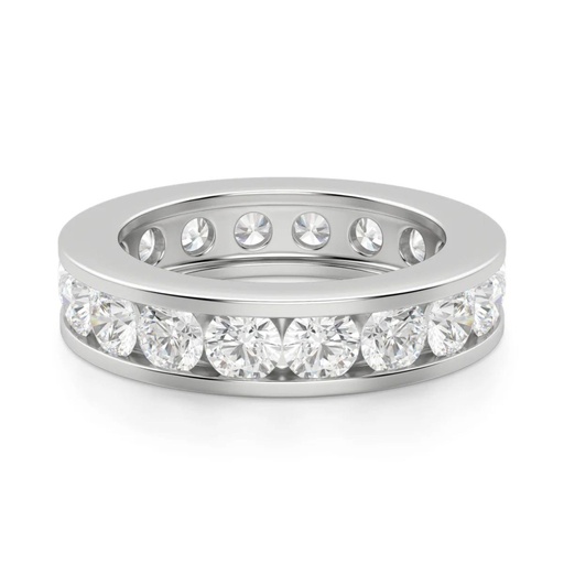 Round Cut Diamond Channel Set Full Eternity Wedding Band For Women
