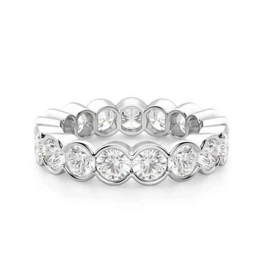 Round Cut Diamond Half Bezel Set Full Eternity Wedding Band For Women 