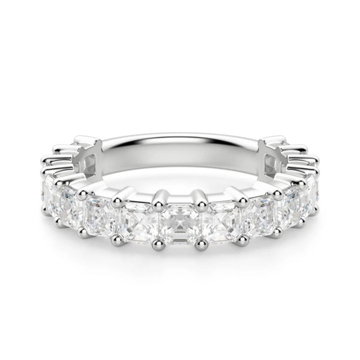  Asscher Cut Diamond Semi Eternity Wedding Band For Women