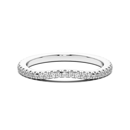 Round Cut Diamond Accent Curved Eternity Wedding Band For Women