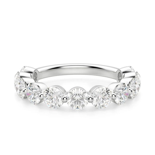 Round Cut Diamond Shared Prong Semi Eternity Wedding Band For Women