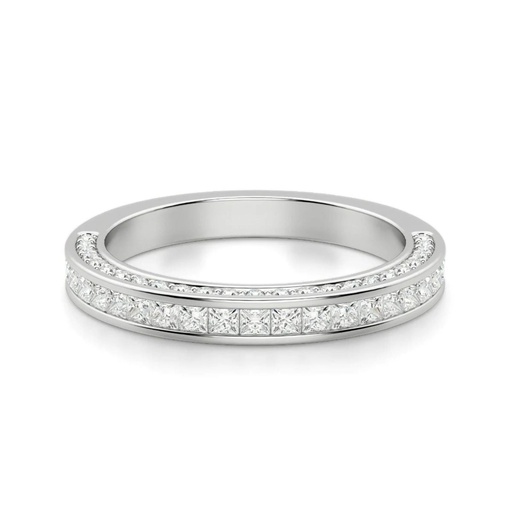 Round & Princess Cut Eternity Wedding Band For Women