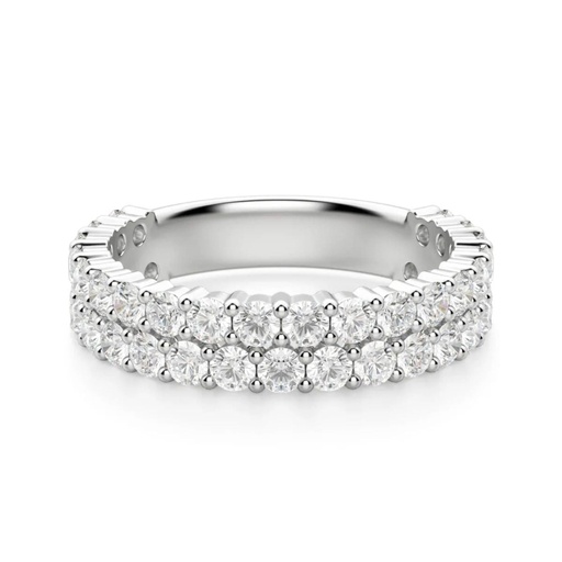 Round Cut Double Row Semi Eternity Wedding Band For Women