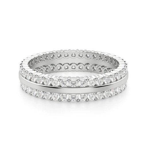 Round Cut Double Row Set Wedding Band For Women