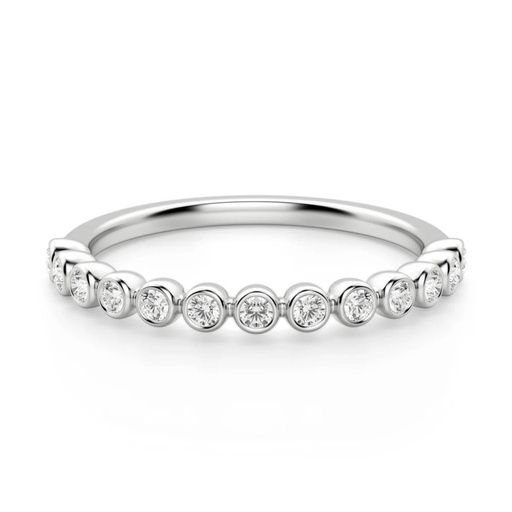 Round Cut Bezel Set Half Eternity Wedding Band For Women