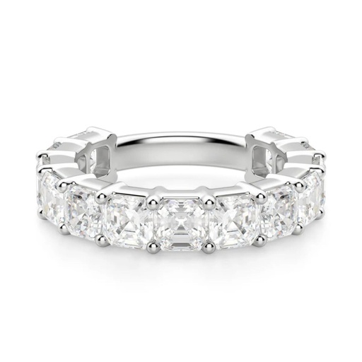 Asscher Cut Half Eternity Wedding Band For Women