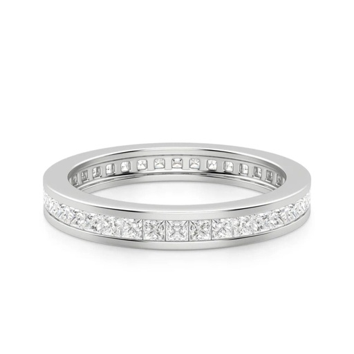 Princess Cut Channel Set Eternity Wedding Band For Women