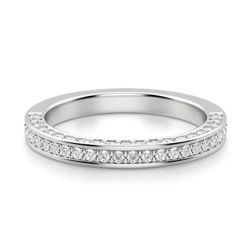 Round Cut Diamond 3 Row Half Eternity Wedding Band For Women