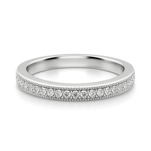 Round Cut Half Eternity Wedding Band For Women