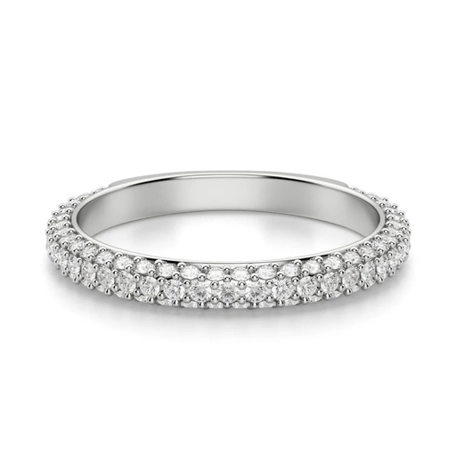  Round Cut Diamond 3 Row Half Eternity Wedding Band For Women