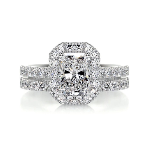 Radiant Diamond Halo Bridal Set For Women