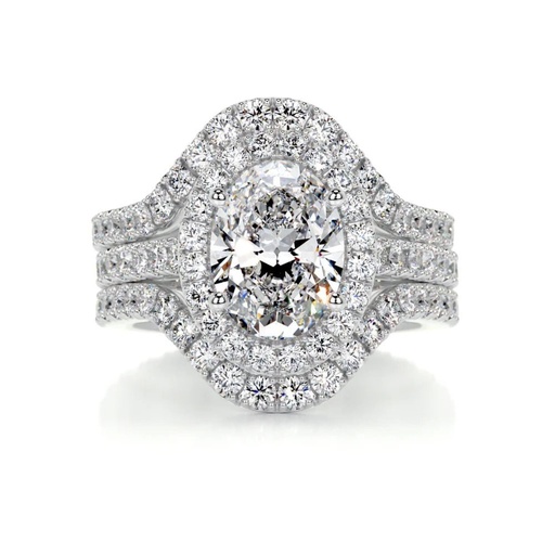  Oval Diamond Halo Trio Set  Ring for Women