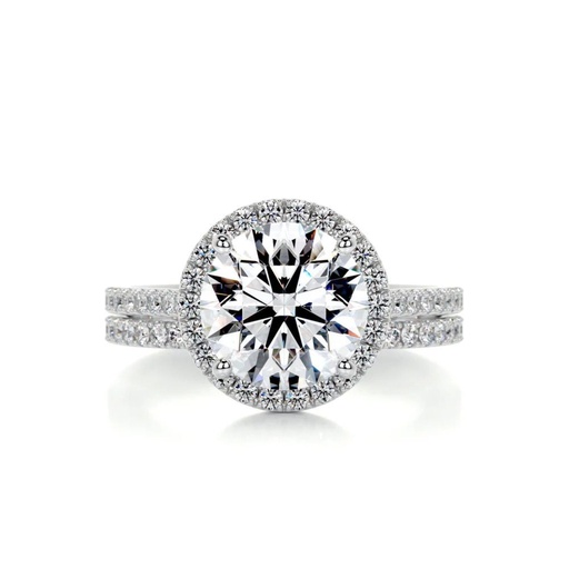 Round Diamond Halo Bridal Set For Women