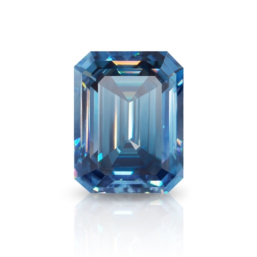 Loose Moissanite Royal Vivid Blue Clean Emerald Cut 12.00 x 10.00 MM