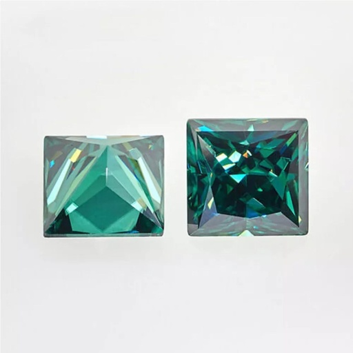 Loose Moissanite Emerald Vivid Green Clean Princess Cut 5.50 MM