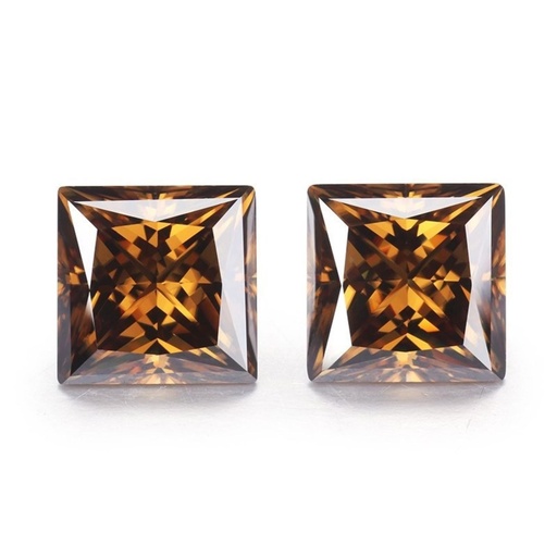 Loose Moissanite Champagne Vivid Brown Clean Princess Cut 7.50 MM