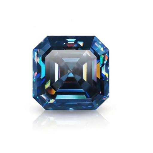 Loose Moissanite Royal Vivid Blue Clean Asscher Cut 10.00 MM