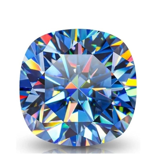 Loose Moissanite Royal Vivid Blue Clean Cushion Cut 11.00 MM